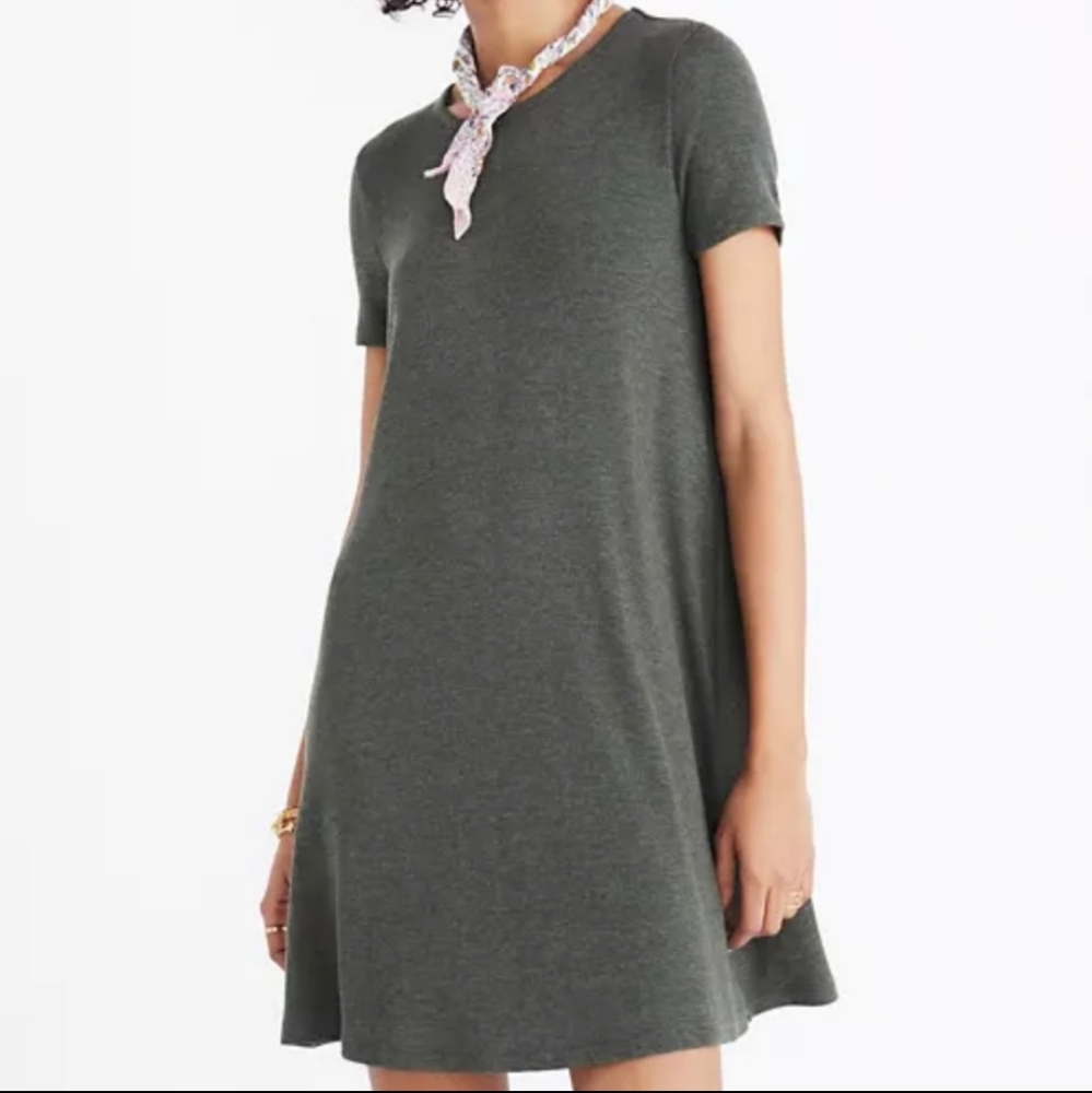madewell olive green ribbed swing dress